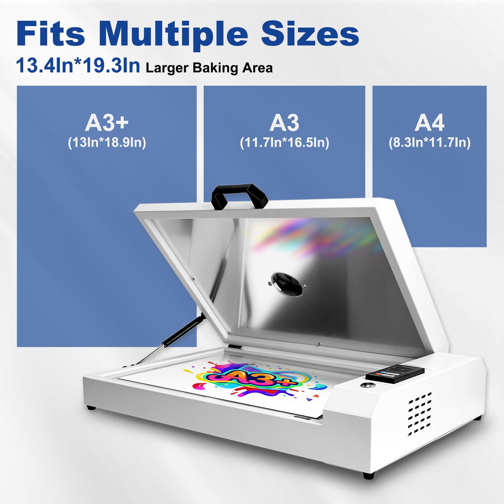 Upgraded A3+ dual side heating DTF oven dryer machine for DTF transfer film curing and drying
