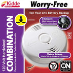 Smoke and CO Detector Alarm Voice Warning Hardwired 10 Year Lithium Battery Backup Interconnectable i12010SCO