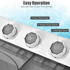 Portable Twin Tub Washing Machine 26lbs 18lbs Washer 8lbs Spinner Timer Knobs Drain Pump Compact Grey White