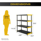 Heavy Duty 4 Tier Garage Storage Shelves with 8 Pack 27 Gallon Storage Bins and Lids Space Saving Organizer