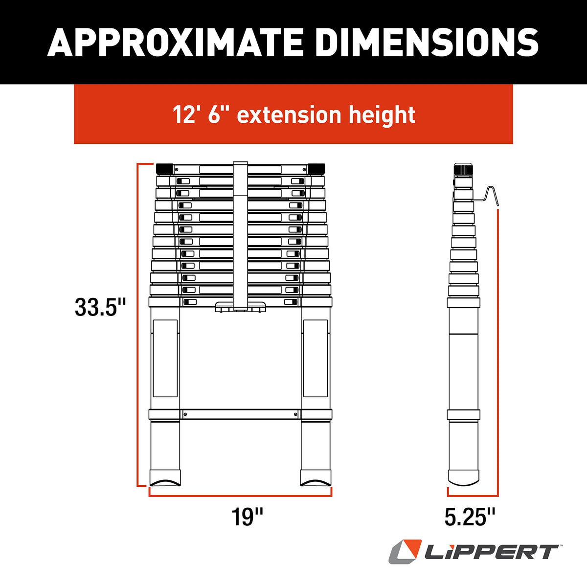 On The Go Portable Compact Telescoping RV Ladder for 5th Wheel RVs Travel Trailers and Motorhomes