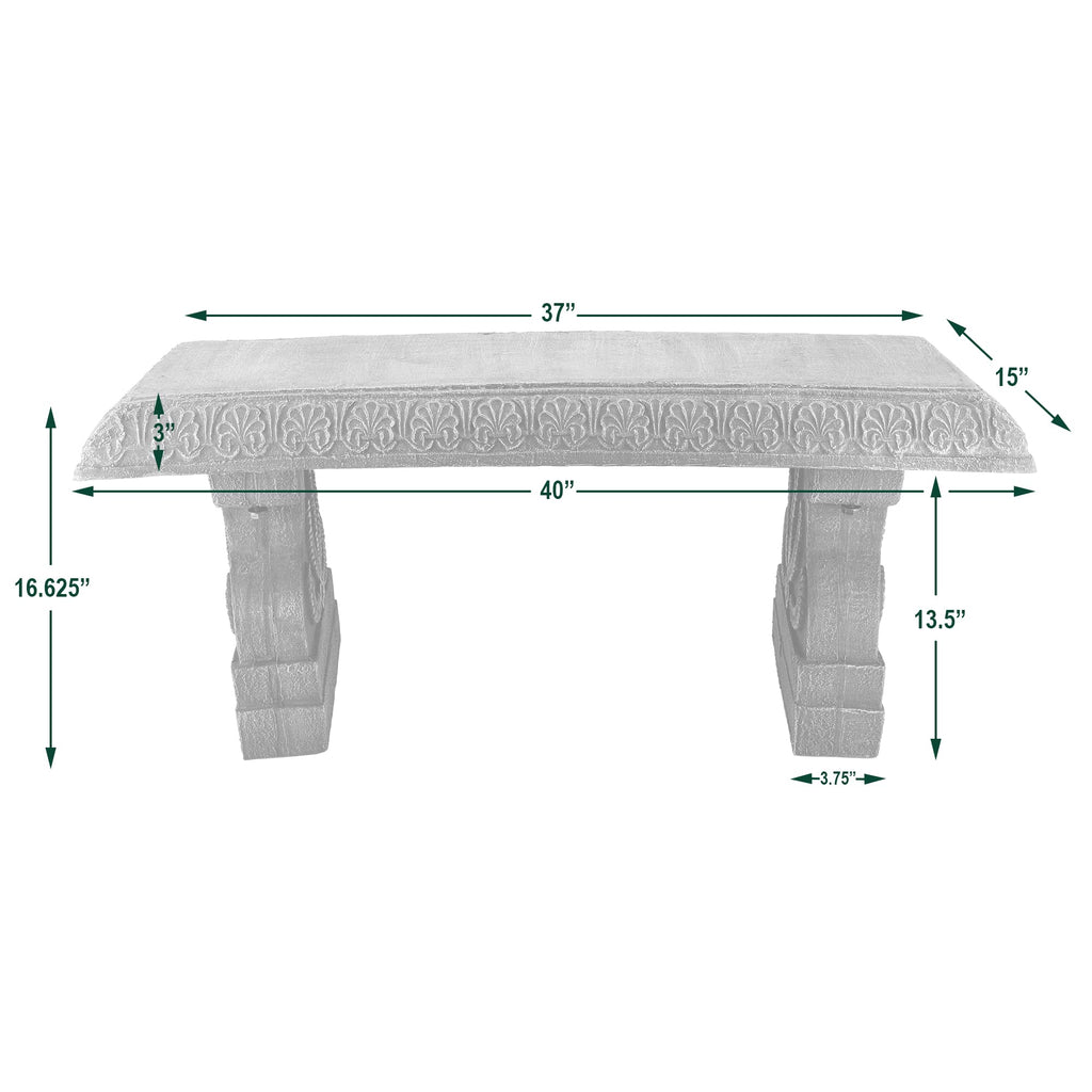Fiberclay Outdoor Garden Bench BE02 Patio Seating for Front Porch Park Furniture Decor Gray Weather Resistant