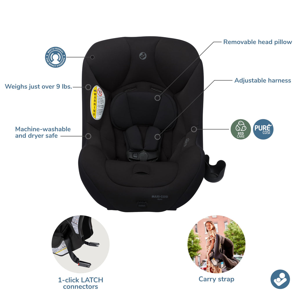 Romi 2 in 1 Convertible Car Seat Rear Fwd Facing 5 to 40 30 to 50 lbs Lightweight Latch Washable Sea Shadow