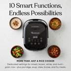 10 Cup Cooked Low Sugar Rice Cooker and Steamer Black Healthy Cooking Appliance for Home Kitchen