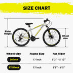 26 27.5 Inch Mountain Bike Trail MTB Bicycle for Men Women Adult All Terrain Outdoor Cycling