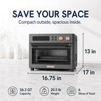 Infrared 26.3 QT Air Fryer Toaster Oven 10 in 1 Combo Convection 6 Slice Toast Enamel Pan Easy Clean Renewed