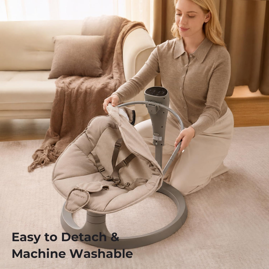 2-in-1 Electric Baby Swing, Dual-Arm Support System, Khaki