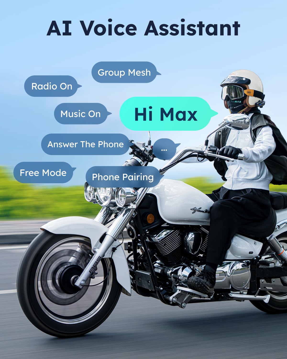 S1 Motorcycle Bluetooth Headset with Smart Voice Control 2 Pack Helmet Intercom Headset for Riders