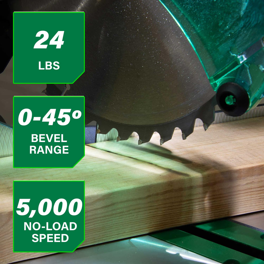 10 inch compound miter saw 15 amp single bevel corded electric woodworking cutting tool C10FCG2