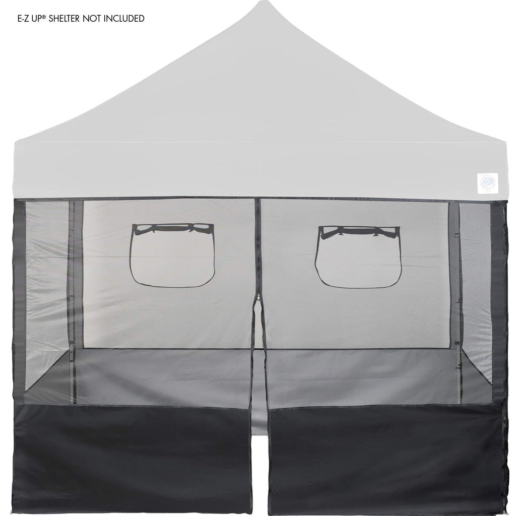 Food booth sidewall kit set of 4 fits 10x10 straight leg canopy tent with 2 serving windows black mesh