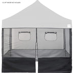 Food booth sidewall kit set of 4 fits 10x10 straight leg canopy tent with 2 serving windows black mesh