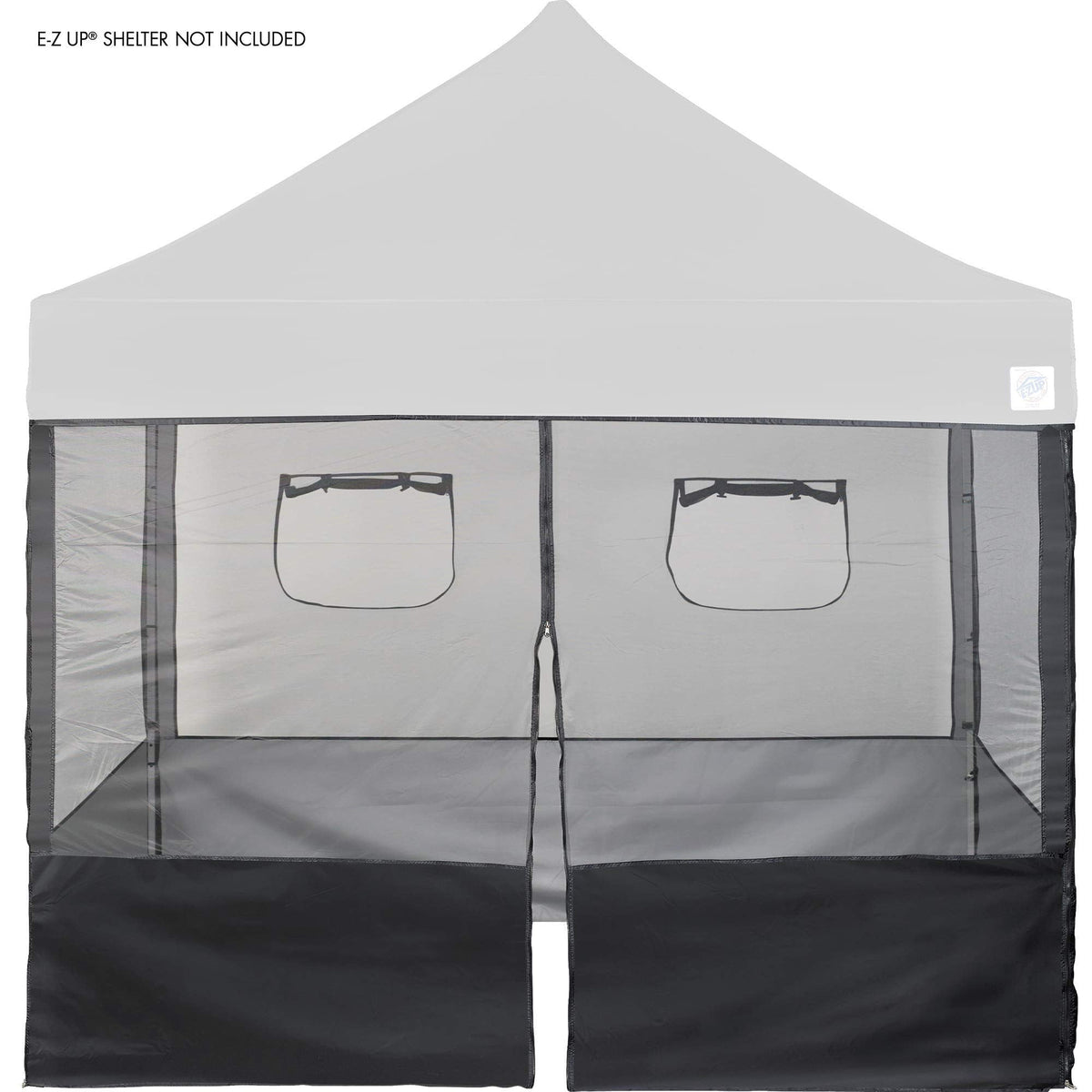 Food booth sidewall kit set of 4 fits 10x10 straight leg canopy tent with 2 serving windows black mesh