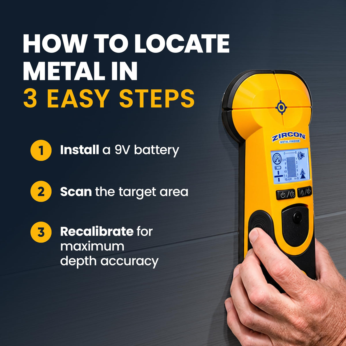 MT7 Metal Scanner for Concrete and Walls 6 in Detection Depth Rebar Pipe and Stud Locator Tool