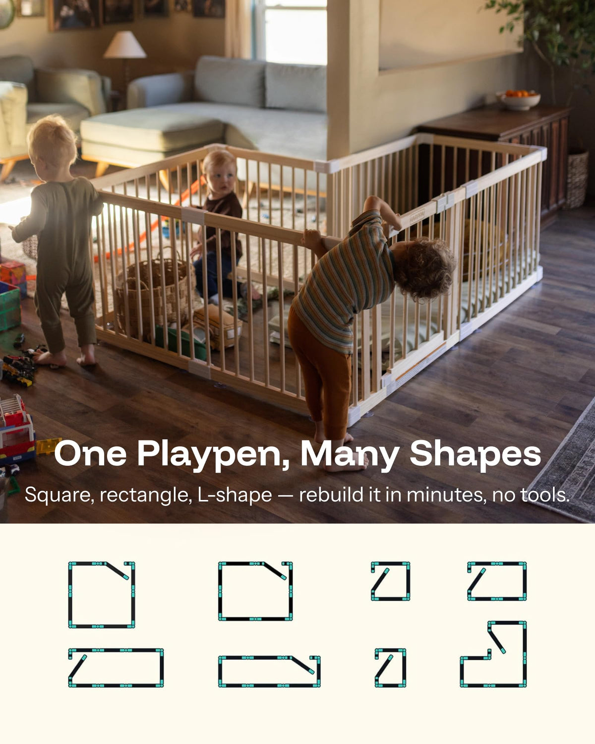 Grovi Wooden Playpen, Play Yard, Playpen for Babies and Toddlers