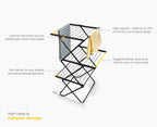 AirFrame 3 tier folding clothes drying rack space saving design for indoor outdoor laundry