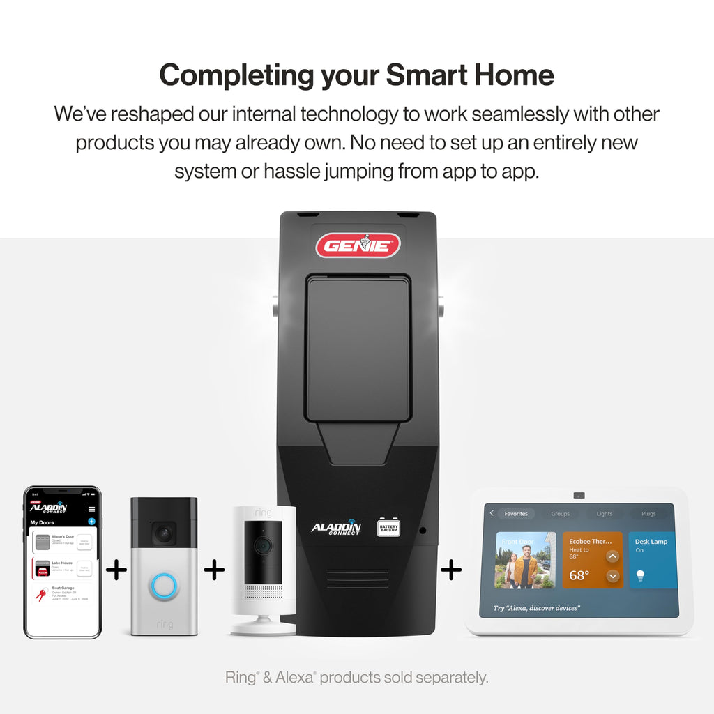 B6172H Wall Mount Smart Garage Door Opener with DC Motor Lifts up to 14ft High 850lbs Black