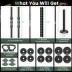 Adjustable dumbbell set 4 in 1 with connector 92 lbs 47 lbs dumbbells barbells kettlebells push up stands