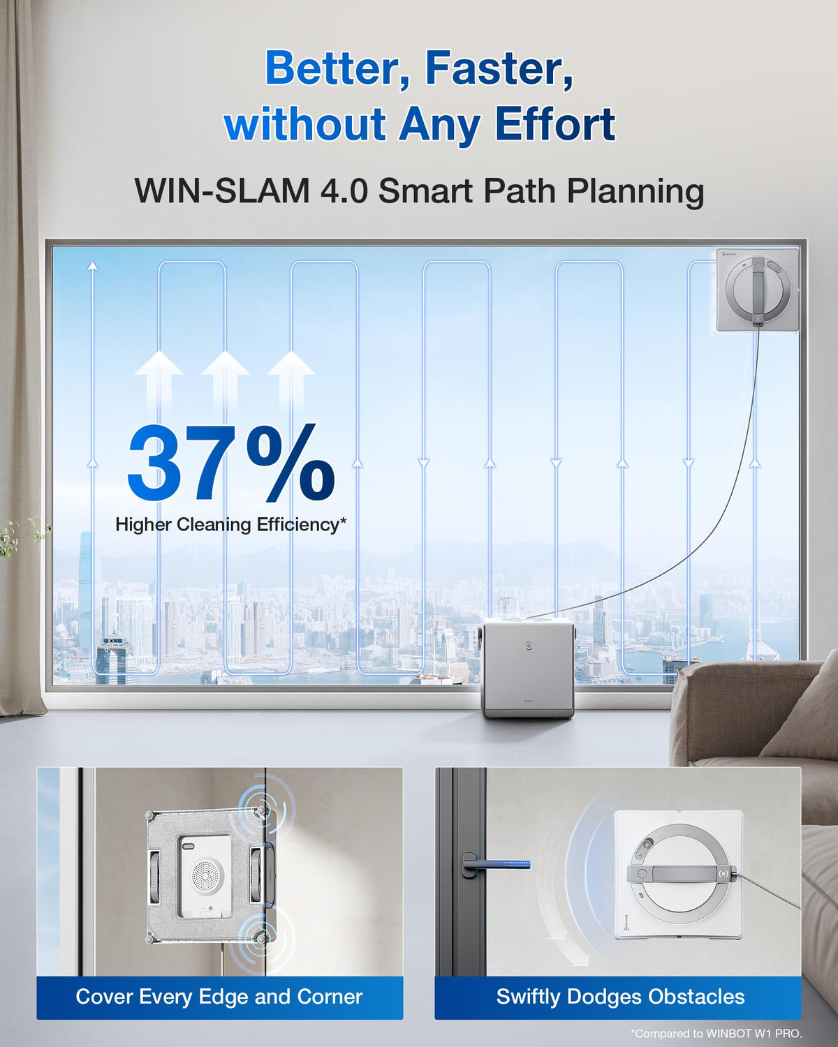 Window Cleaning Robot with Station, Triple Nozzle Spray, W2 Pro Omni