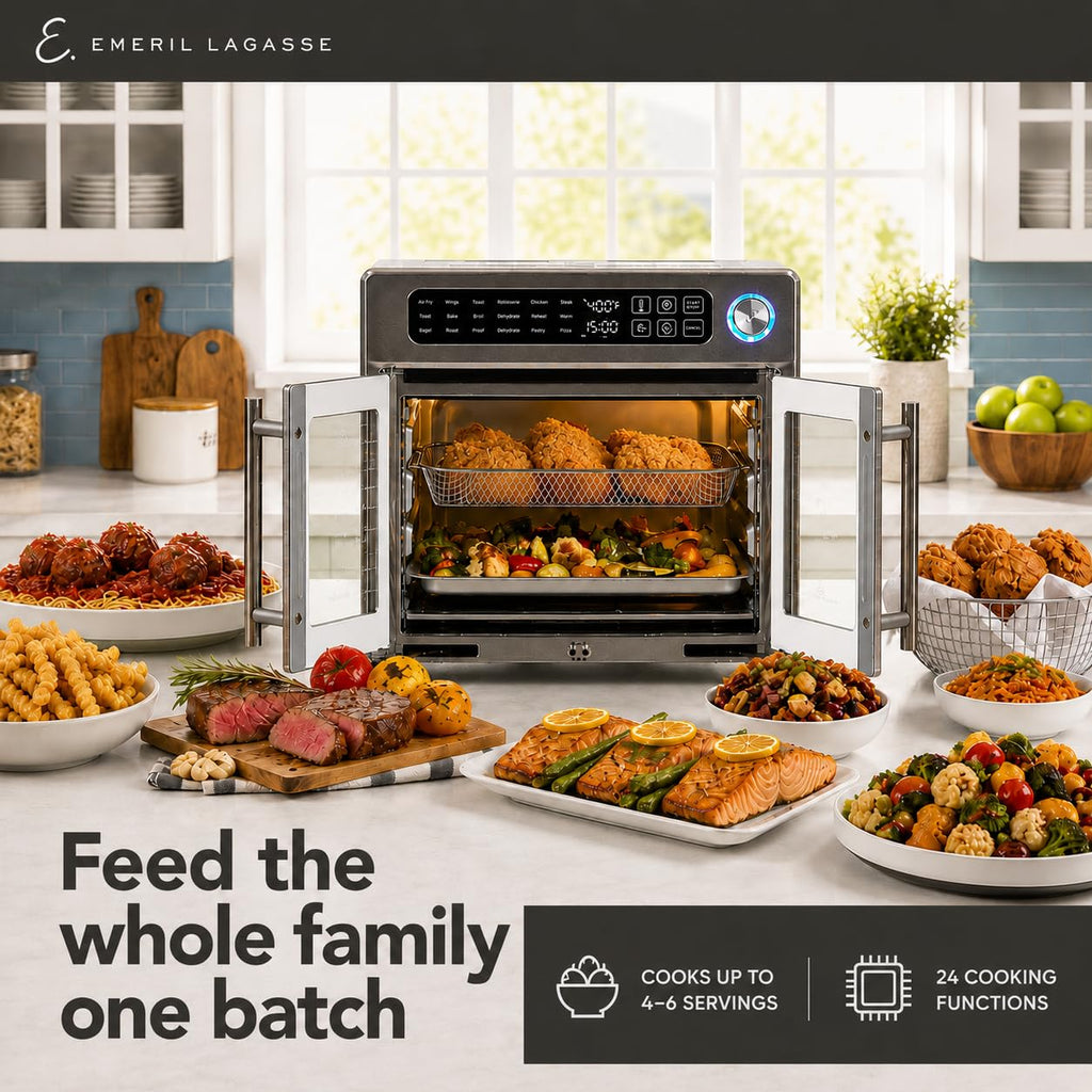 French Door Air Fryer Toaster Oven, 26 Qt Countertop Multi-Function