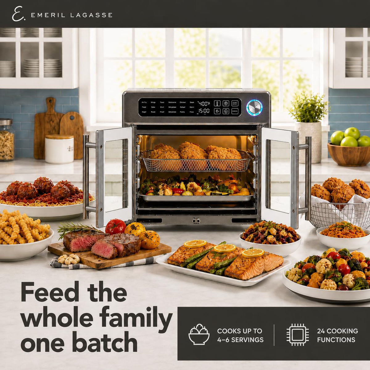 French Door Air Fryer Toaster Oven, 26 Qt Countertop Multi-Function
