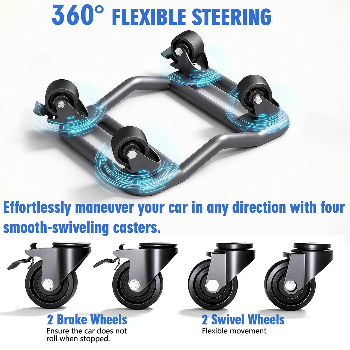 Car Wheel Dolly Set of 4, 9,000 lb Capacity, Low Profile Vehicle Skates