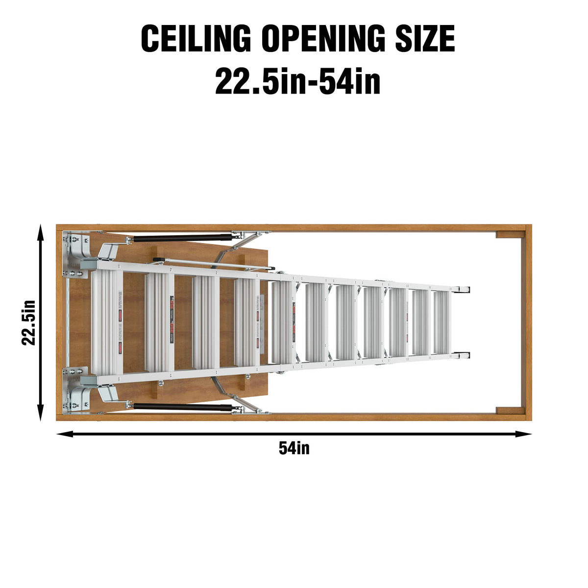 Aluminum Attic Ladder Pull Down System Attic Stairs Attic Lift 7'8 to 10'3 Ceiling 22.5 x 54 380 lbs Capacity