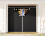 Heavy duty portable closet wardrobe with black fabric cover storage organizer for bedroom dorm