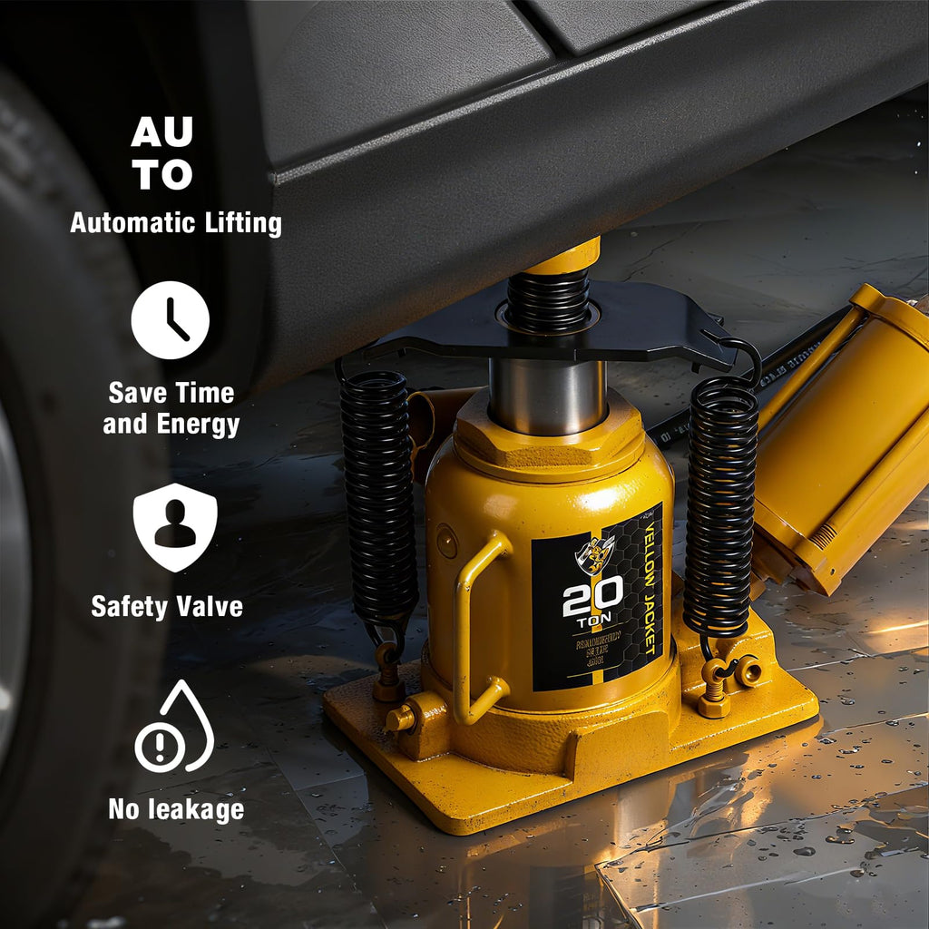 Low Profile 20 Ton Air Bottle Jack with Aluminum Alloy Pump and Slow Release