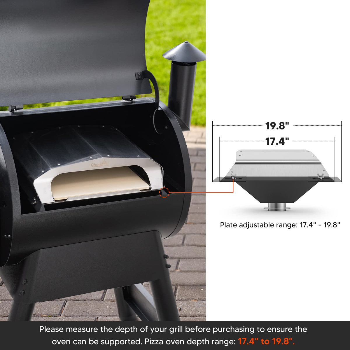 Pellet grill pizza oven attachment compatible with most pellet grills and smokers for outdoor cooking