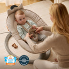 2-in-1 Electric Baby Swing, Dual-Arm Support System, Khaki
