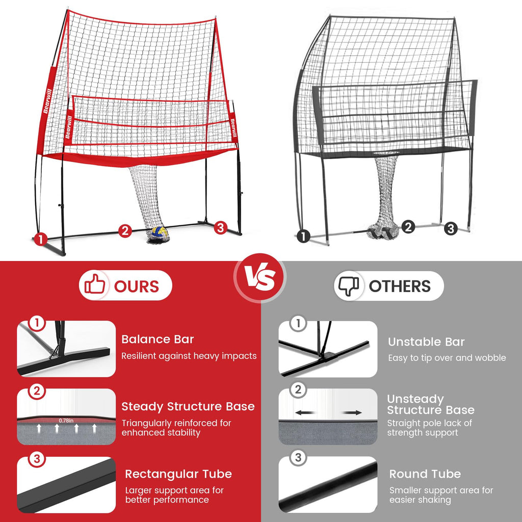 Volleyball Training Net Equipment 11x8FT Portable Volleyball Practice Net for Skills Training