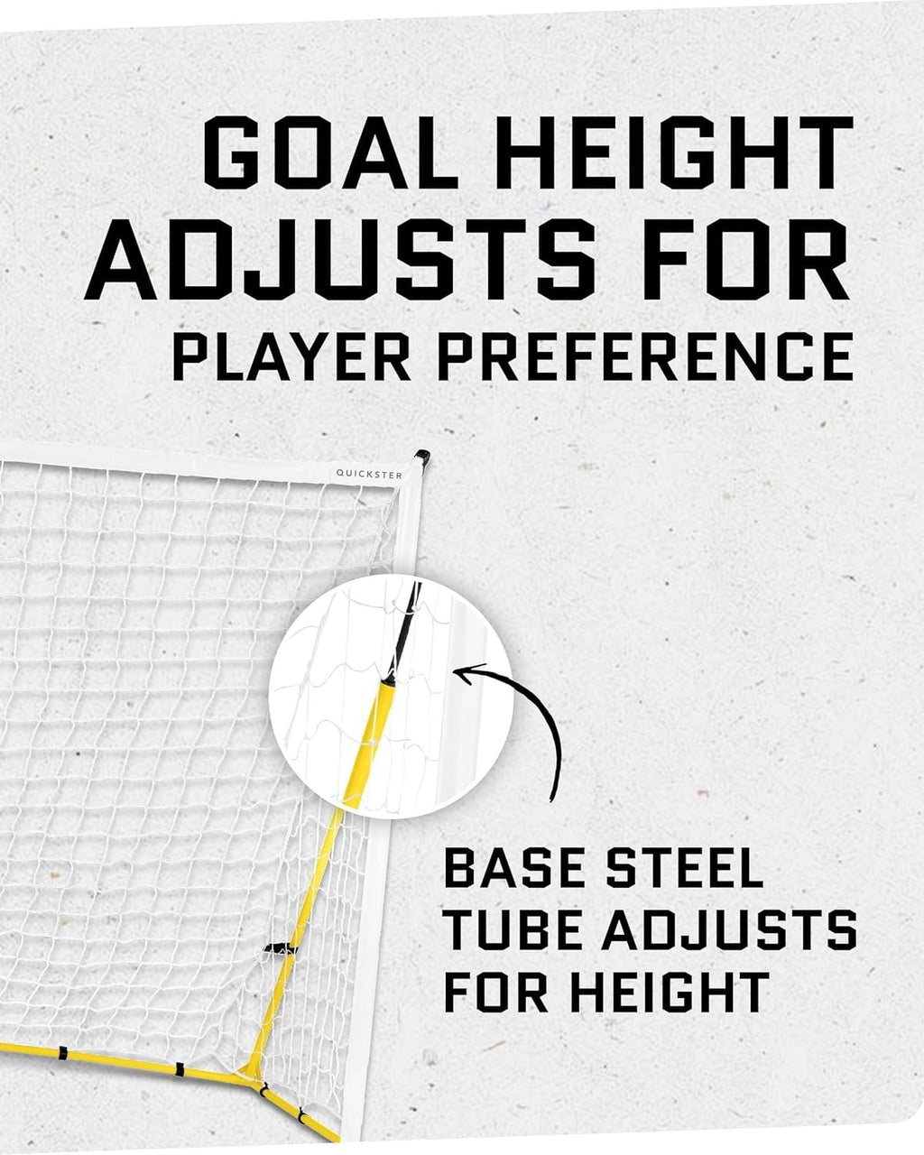 Quickster portable soccer goal backyard field durable Tension Tite frame 2 ply net adjustable click lock poles