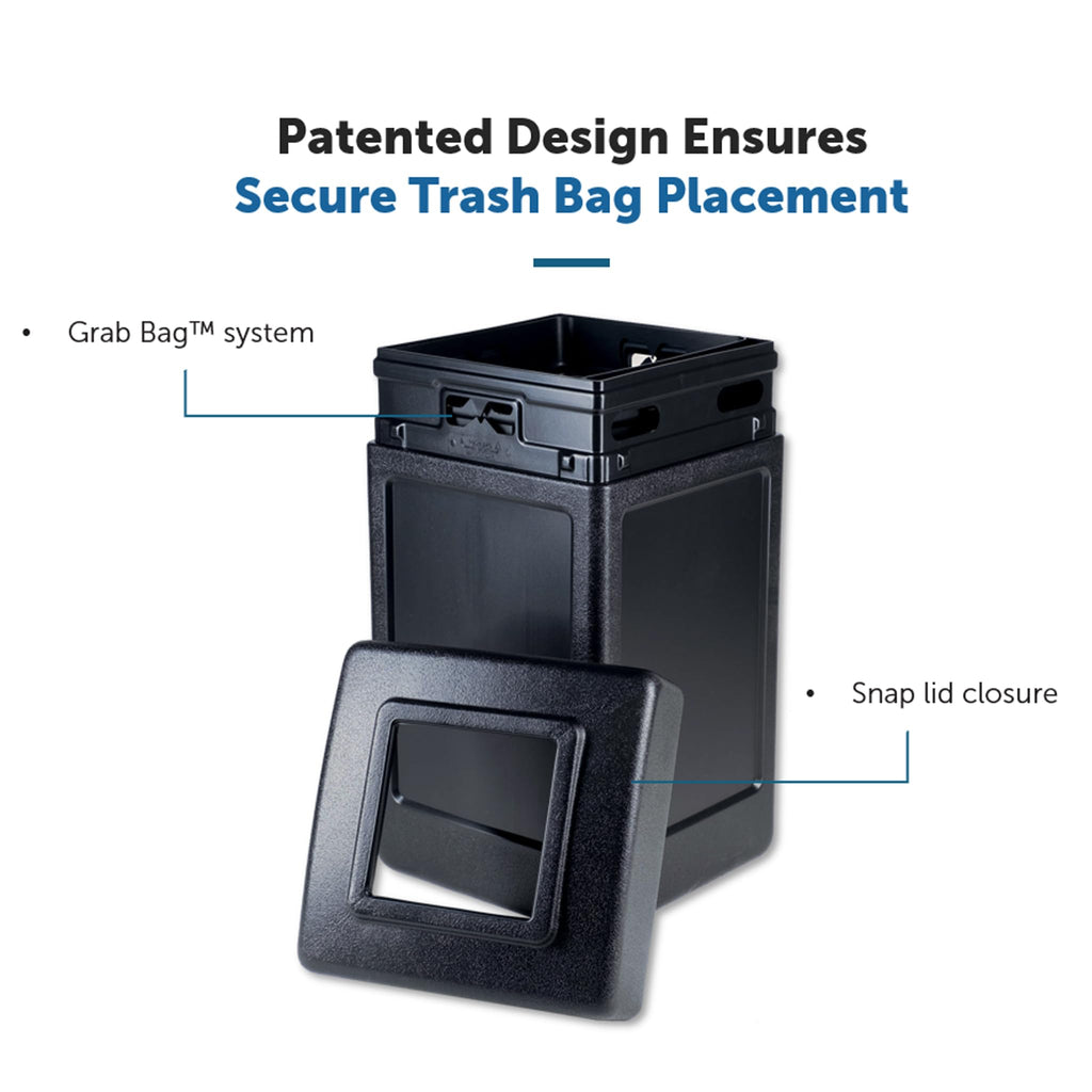 732101 Open Top Indoor Outdoor Square 42 Gallon Large Heavy Duty Waste Trash Container Bin Black