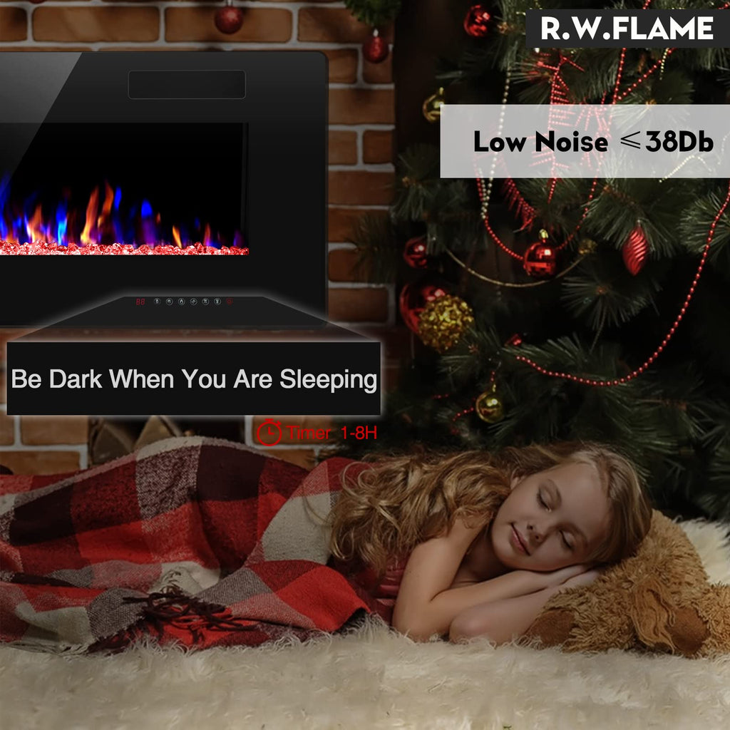 Modern Recessed and Wall Mounted Electric Fireplace 50 Inch Indoor Heater for Living Room Home