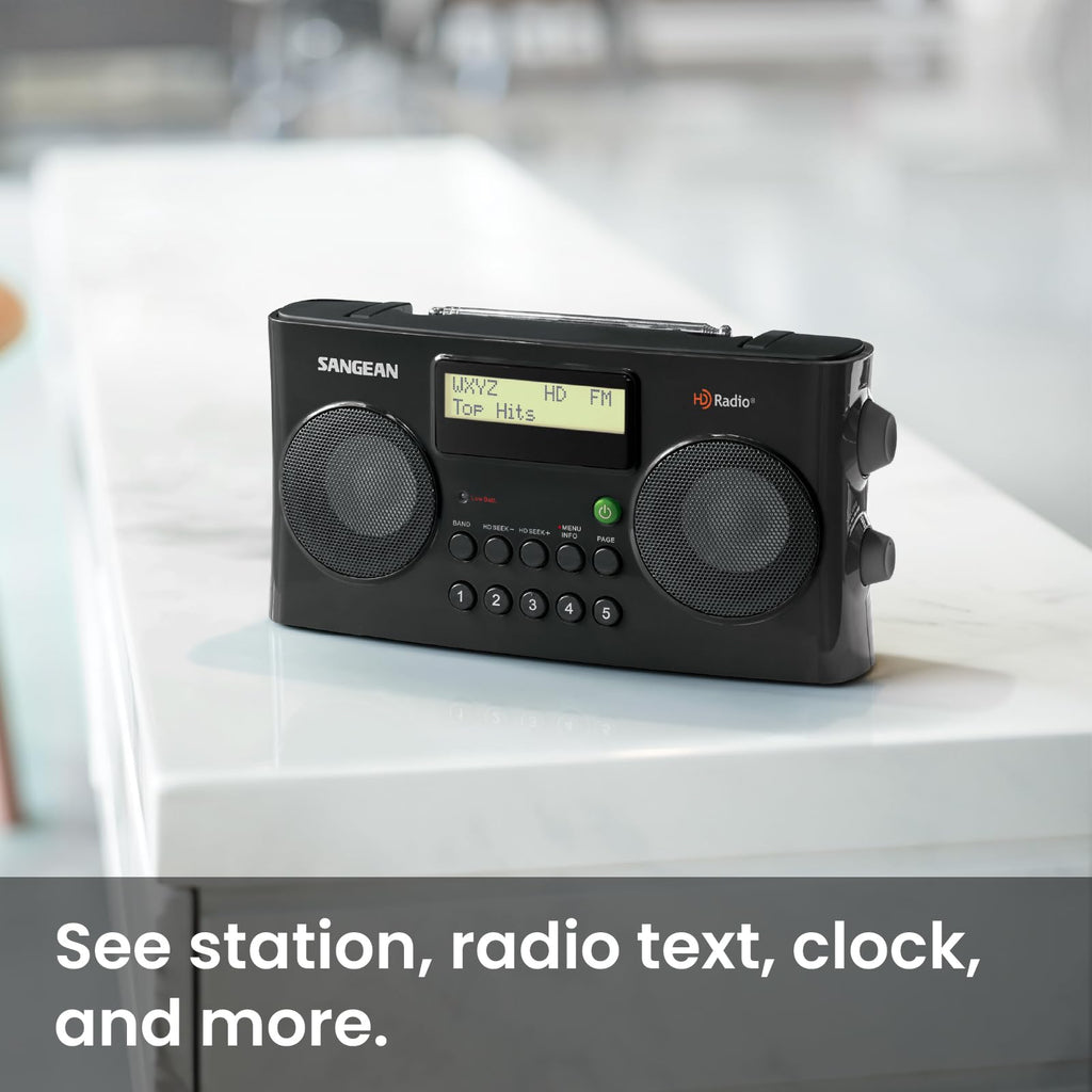 HDR-16 HD AM FM Portable Radio Black Compact Design for Home Travel and Outdoor Clear Listening