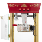 Movie Theater Style Popcorn Machine Maker with Cart 10 Ounce Kettle Red Vintage Popper on Wheels
