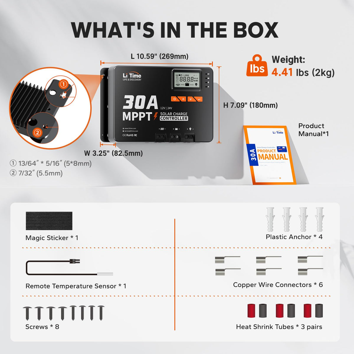 12V 24V 30A MPPT Solar Charge Controller with Bluetooth and LCD Display for Solar Panel System
