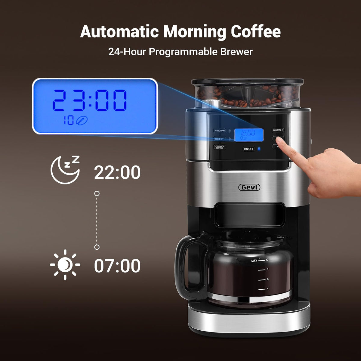 10 cup grind and brew drip coffee maker with built in burr grinder for fresh coffee every day
