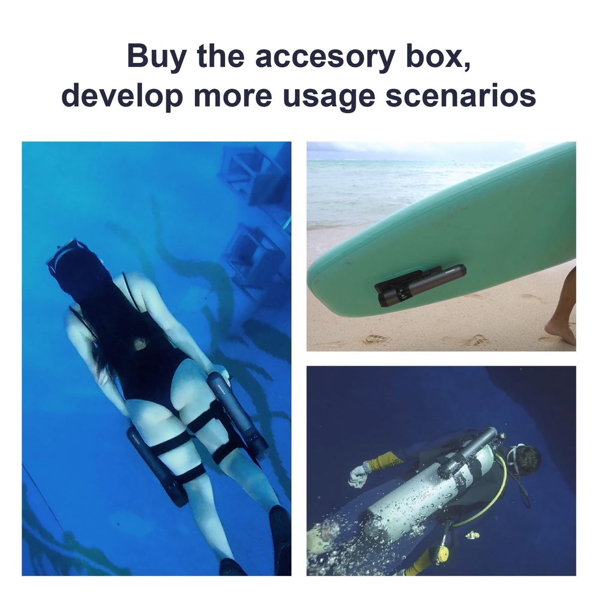 Subnado Underwater Scooter Thumb Control for SUP Pool Diving Snorkeling Compact Portable Adults Kids Gray Red