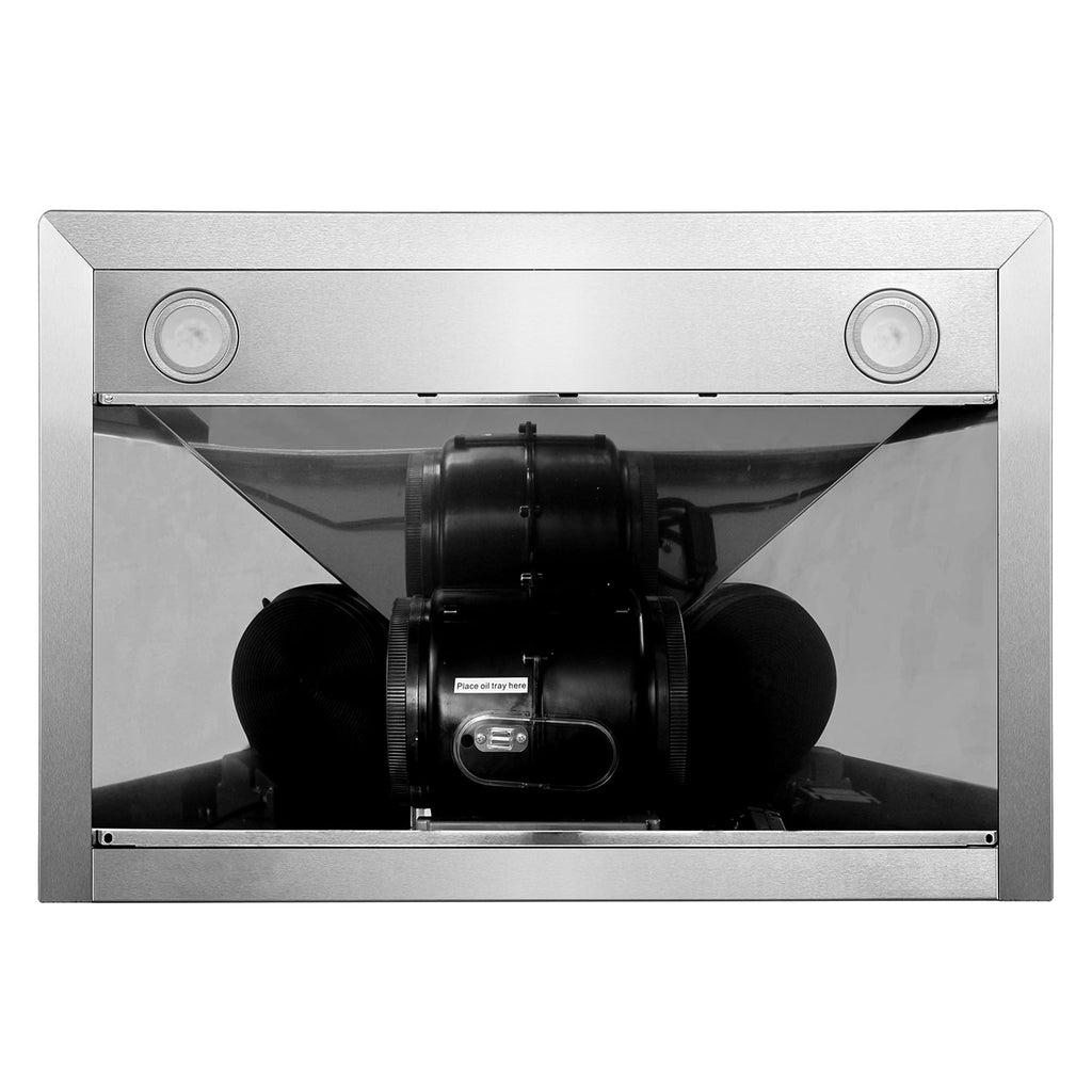 30 in 380 CFM ducted wall mount range hood LED stainless steel kitchen exhaust vent fan for home
