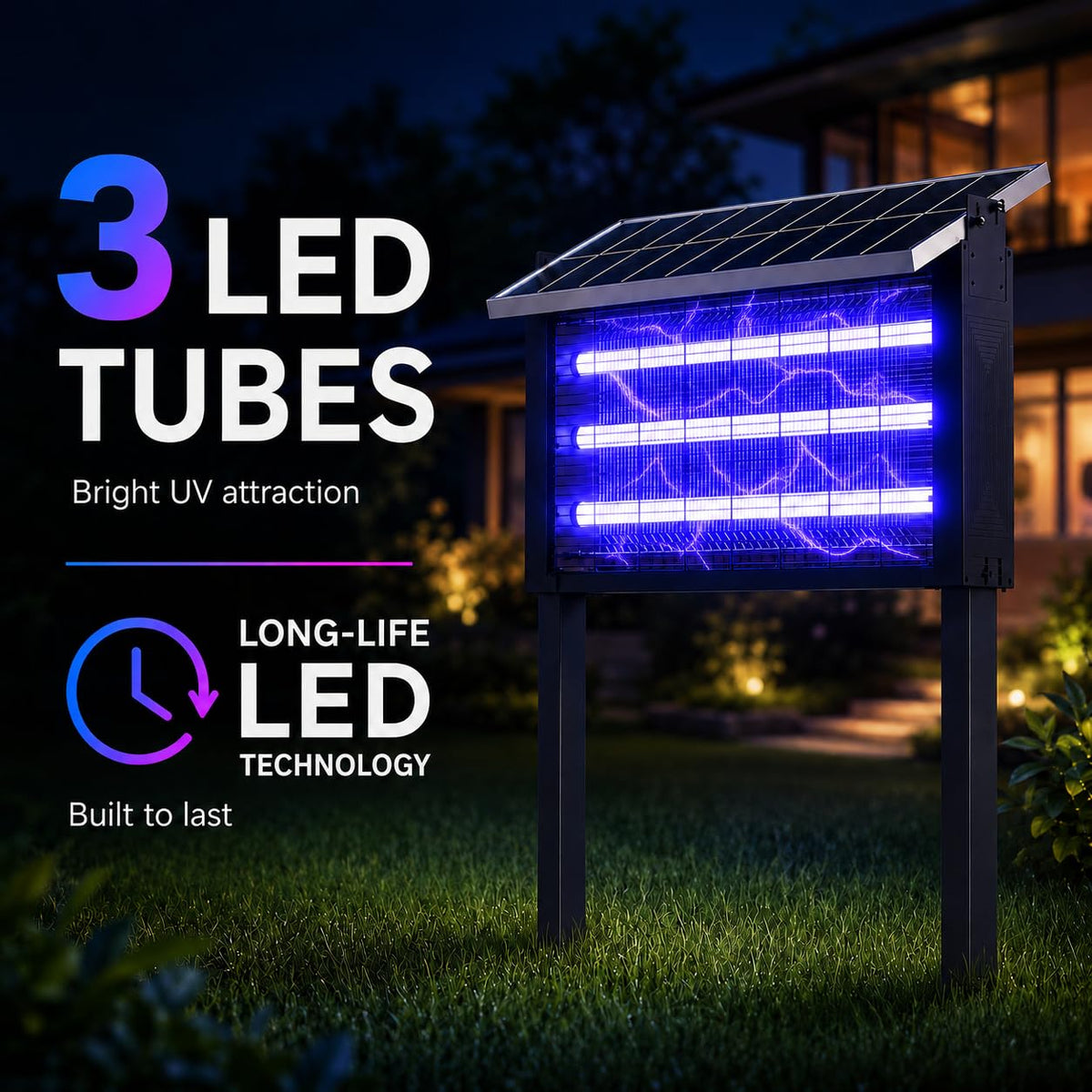 Solar bug zapper outdoor 8000 sq ft 30W mosquito zapper USB rechargeable fly trap IPX4 waterproof dusk to dawn