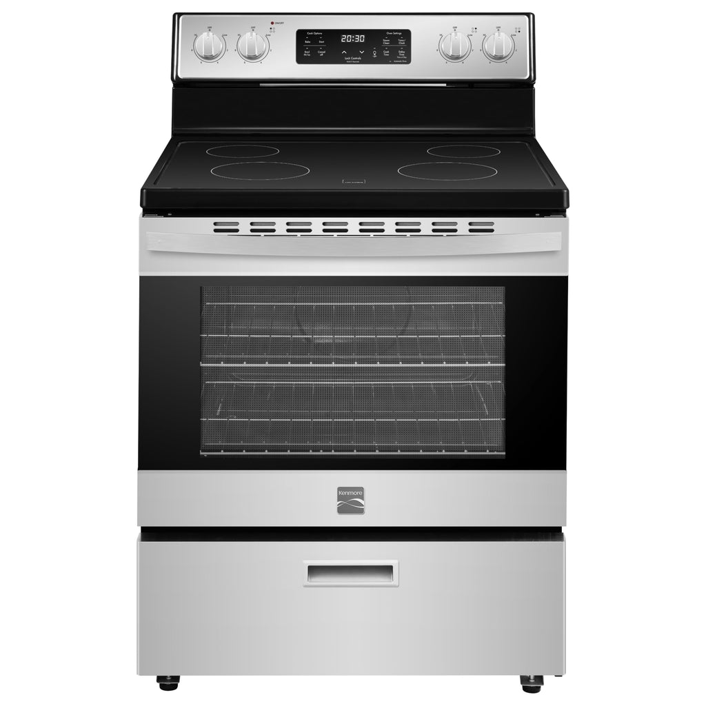 Freestanding 5.2 cu ft Rear Control Electric Range with 4 Burner Cooktop in Stainless Steel