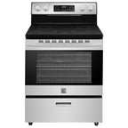 Freestanding 5.2 cu ft Rear Control Electric Range with 4 Burner Cooktop in Stainless Steel