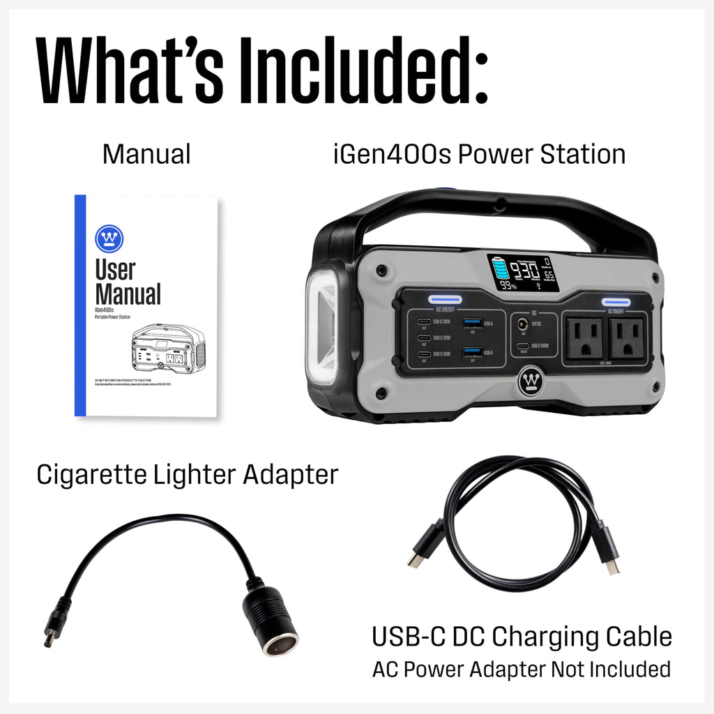 iGen400s 400W 183Wh portable power station solar generator LED display DC outlet camping travel no solar panel