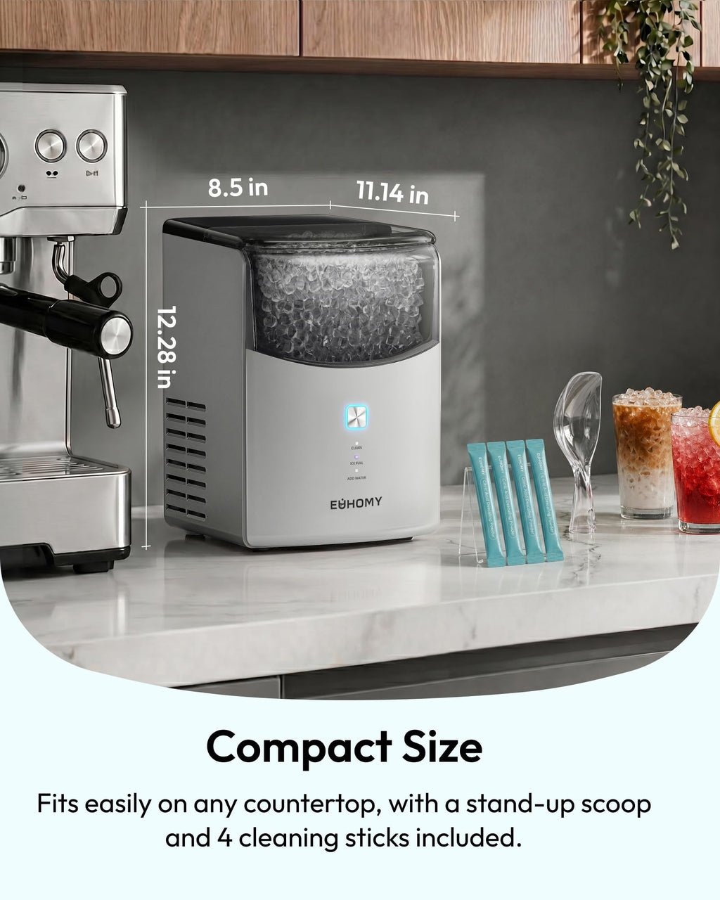 2026 Upgraded Countertop Nugget Ice Maker 35lbs Sonic Crushed Ice Machine for Home Kitchen