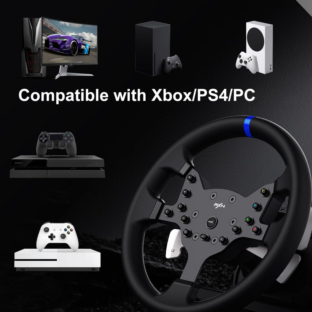 V99 Force Feedback Racing Wheel with Pedals and Shifter for Racing and Driving Simulator Games
