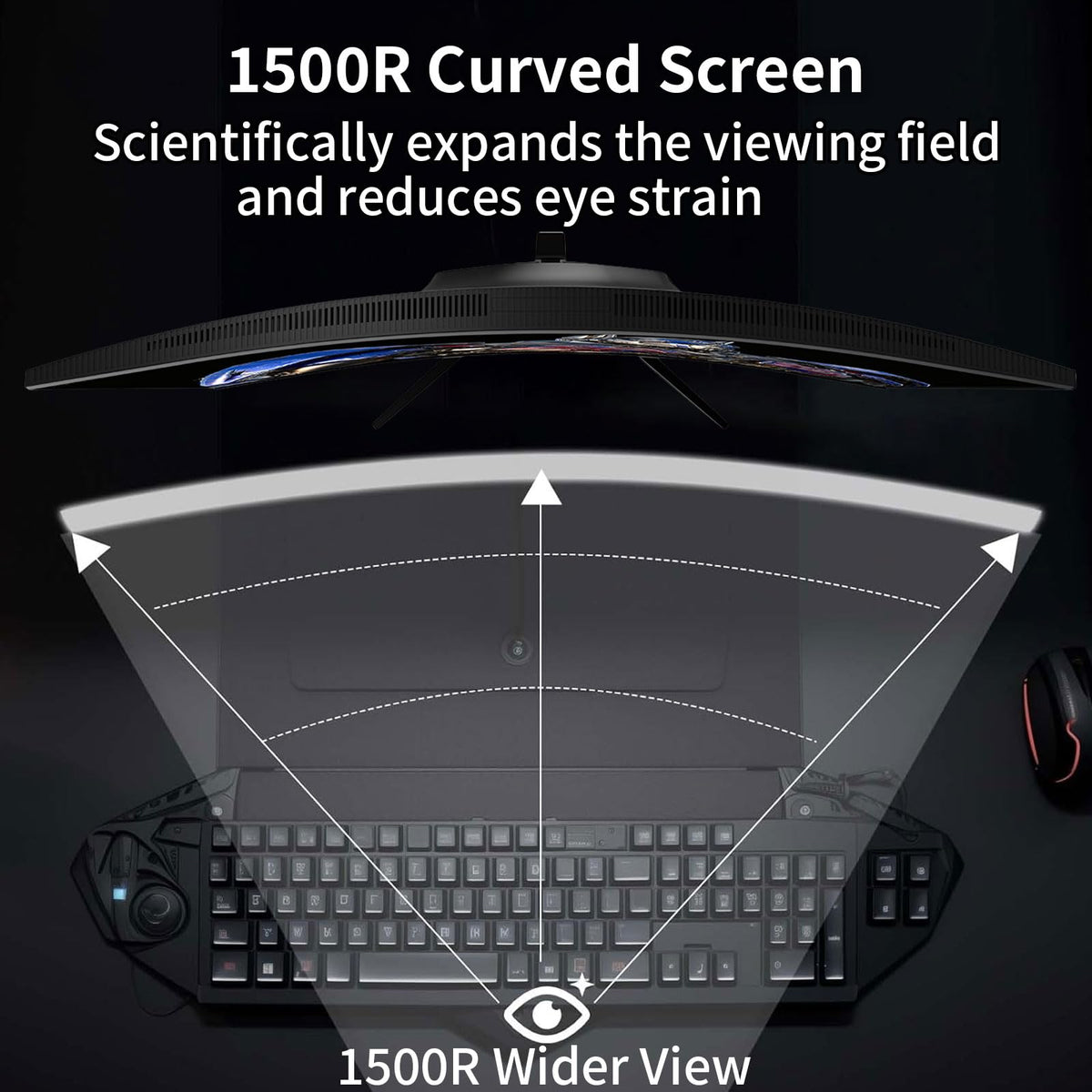 32 Inch 4K Curved Gaming Monitor 165Hz 1500R UHD VA FreeSync HDR10 HDMI DisplayPort Built in Speakers