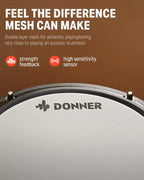 DED-80 Electronic Drum Set with 4 Quiet Mesh Pads 180+ Sounds 2 Pedals Throne Headphones Sticks Lessons
