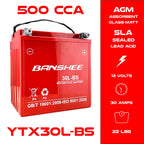 YTX30L-BS AGM Battery for Harley Touring 12V 30Ah 500 CCA Sealed Maintenance Free Powersports