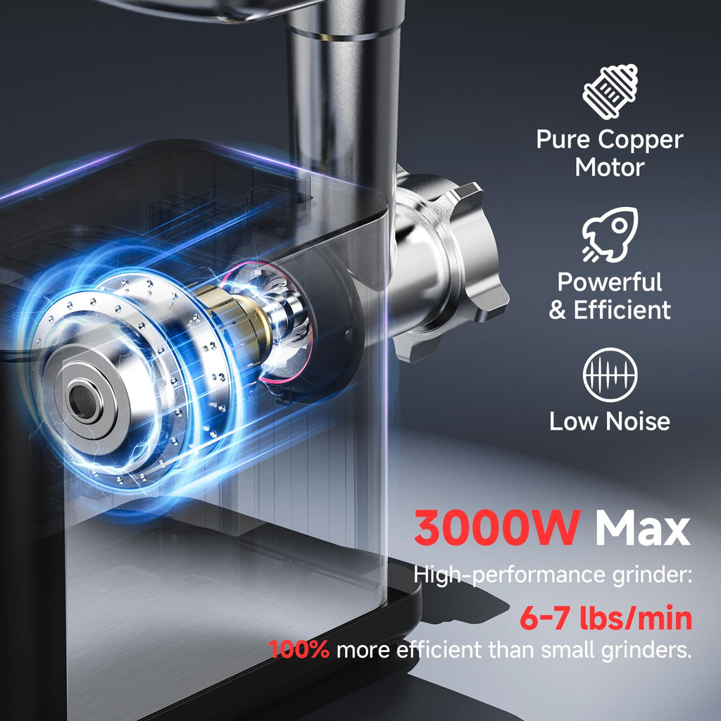 Multifunctional Digital Electric Meat Grinder 3000W Max Powerful Stainless Steel Food Processor for Kitchen